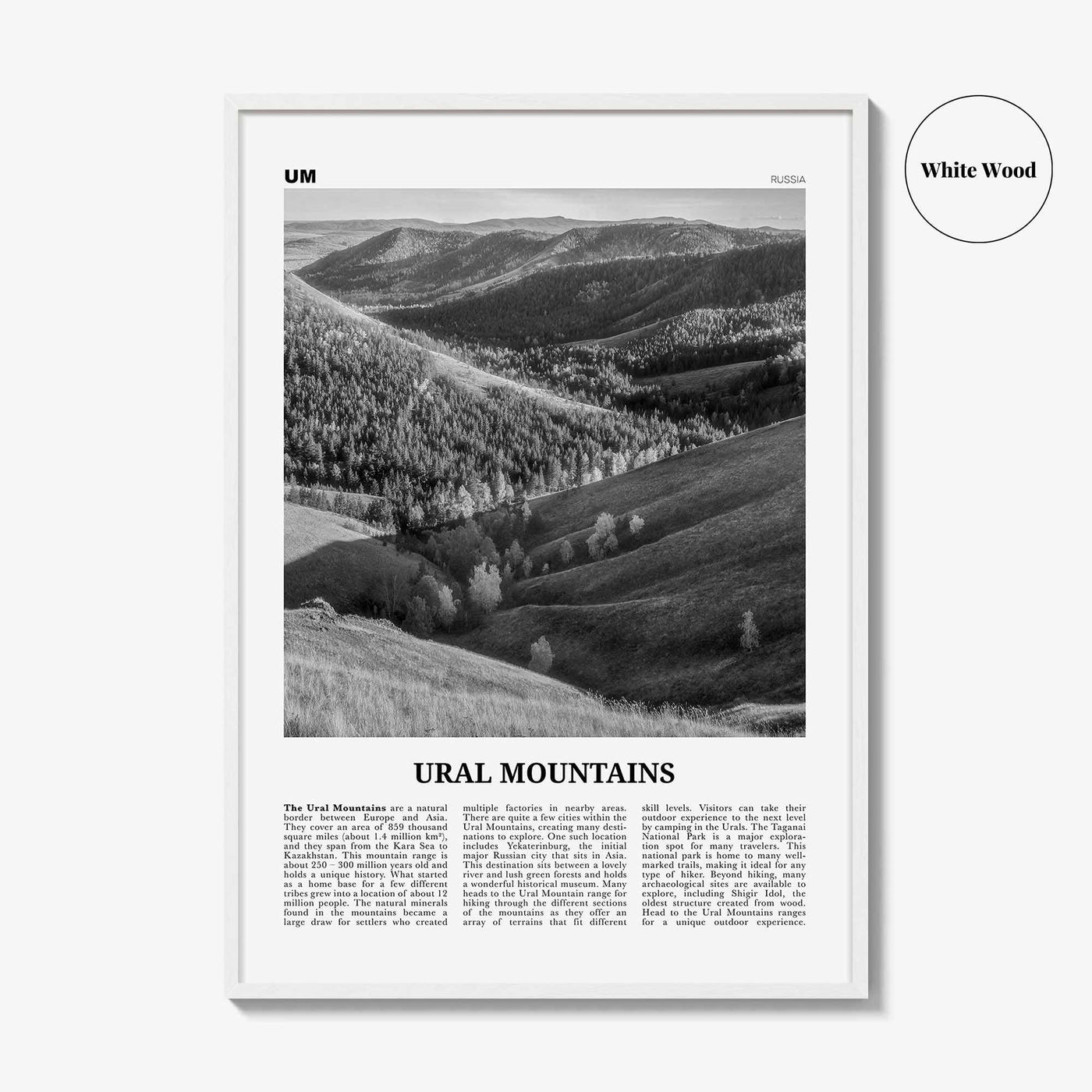 Ural Mountains Print Black and White, Ural Mountains Wall Art, Ural Mountains Poster, Ural Mountains Photo, Ural Mountains Wall Décor, Asia