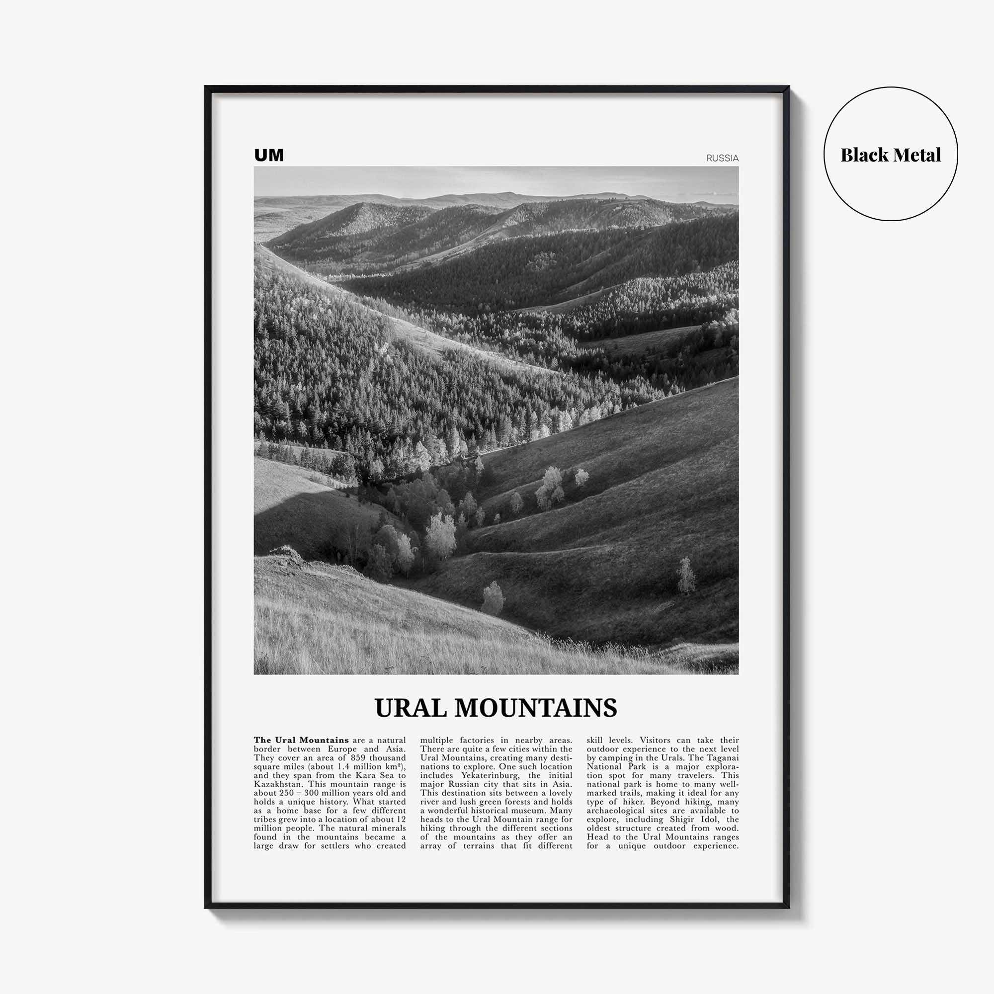 Ural Mountains Print Black and White, Ural Mountains Wall Art, Ural Mountains Poster, Ural Mountains Photo, Ural Mountains Wall Décor, Asia