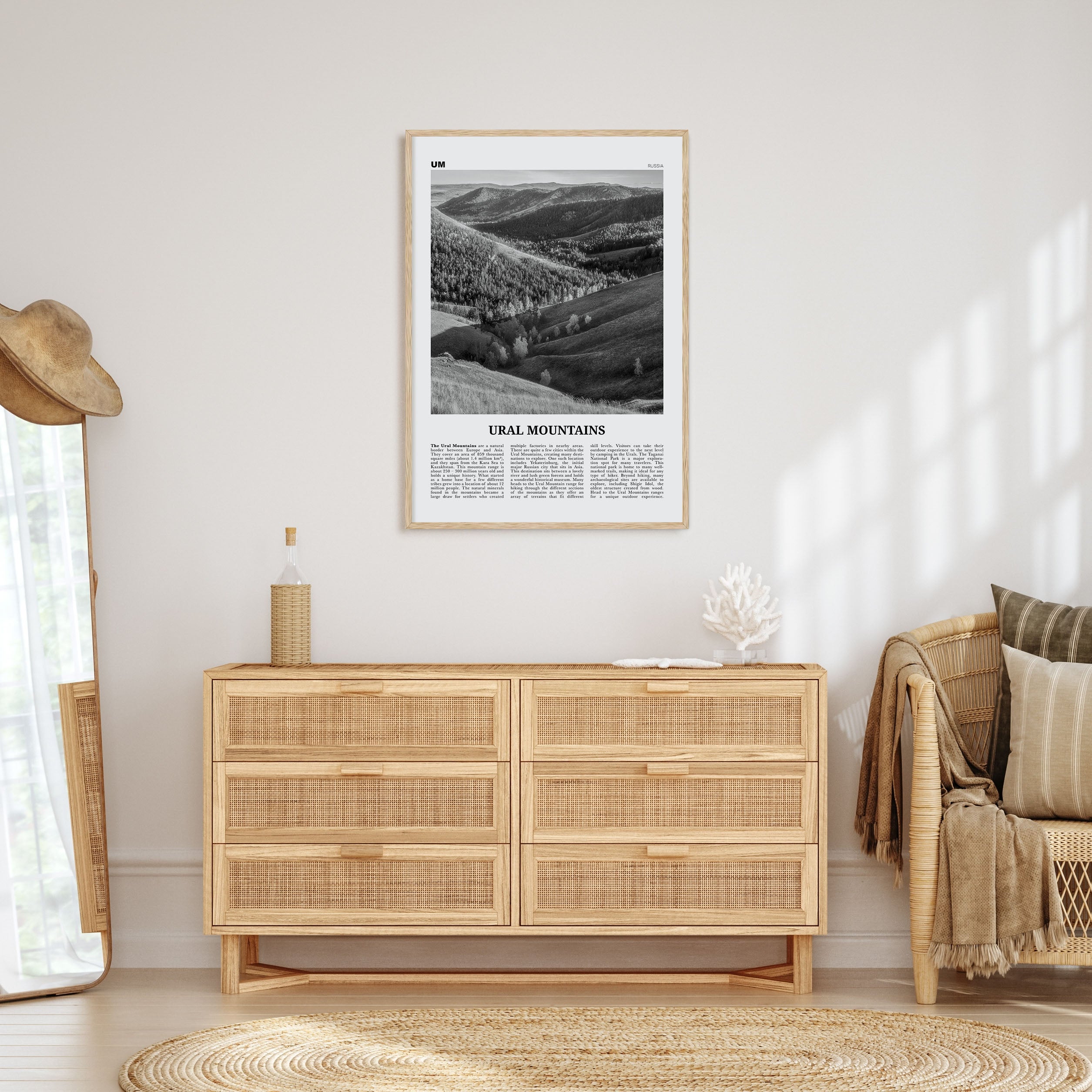 Ural Mountains Travel B&W Poster