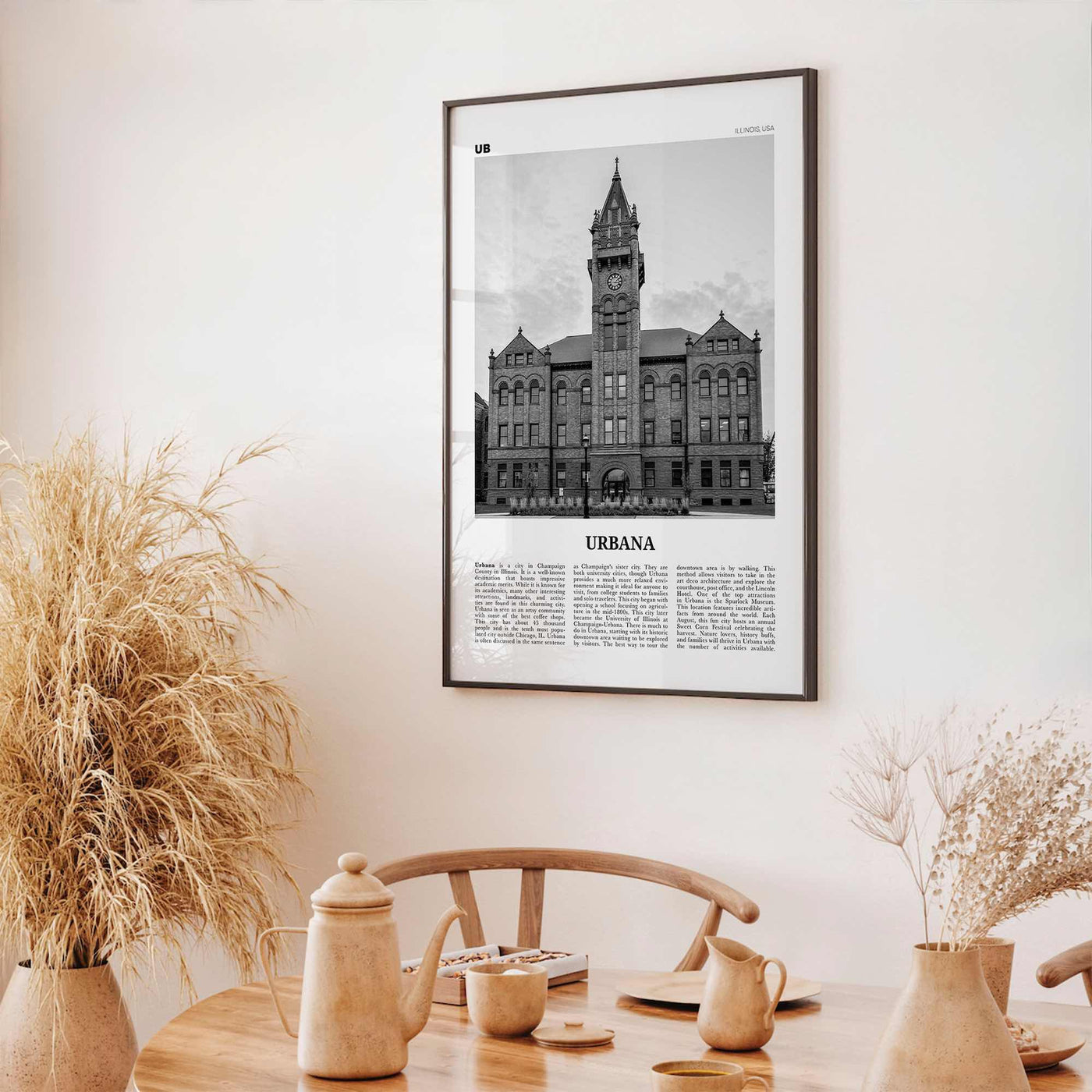 Urbana Print Black and White, Urbana Wall Art, Urbana Poster, Urbana Photo, Urbana Wall Décor, Urbana Map, Illinois, USA