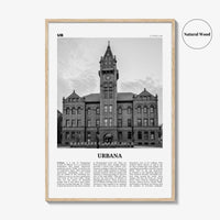 Urbana Print Black and White, Urbana Wall Art, Urbana Poster, Urbana Photo, Urbana Wall Décor, Urbana Map, Illinois, USA