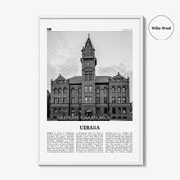 Urbana Print Black and White, Urbana Wall Art, Urbana Poster, Urbana Photo, Urbana Wall Décor, Urbana Map, Illinois, USA