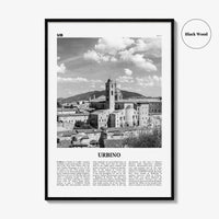Urbino Print Black and White, Urbino Wall Art, Urbino Poster, Urbino Photo, Urbino Wall Décor, Urbino Map, Italy