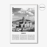 Urbino Print Black and White, Urbino Wall Art, Urbino Poster, Urbino Photo, Urbino Wall Décor, Urbino Map, Italy