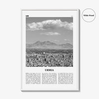 Urmia City Print Black and White, Urmia City Wall Art, Urmia City Poster, Urmia City Photo, Urmia City Wall Décor, Urmia City Map, Iran