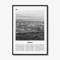 Urmia County Print Black and White, Urmia Region Wall Art, Urmia Region Poster, Urmia Region Photo, Urmia Region Décor, Region Map
