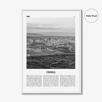 Urmia County Print Black and White, Urmia Region Wall Art, Urmia Region Poster, Urmia Region Photo, Urmia Region Décor, Region Map