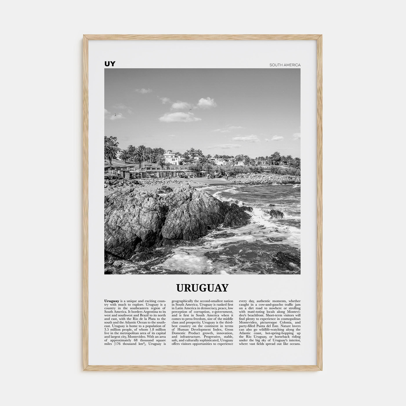 Uruguay Travel B&W Poster