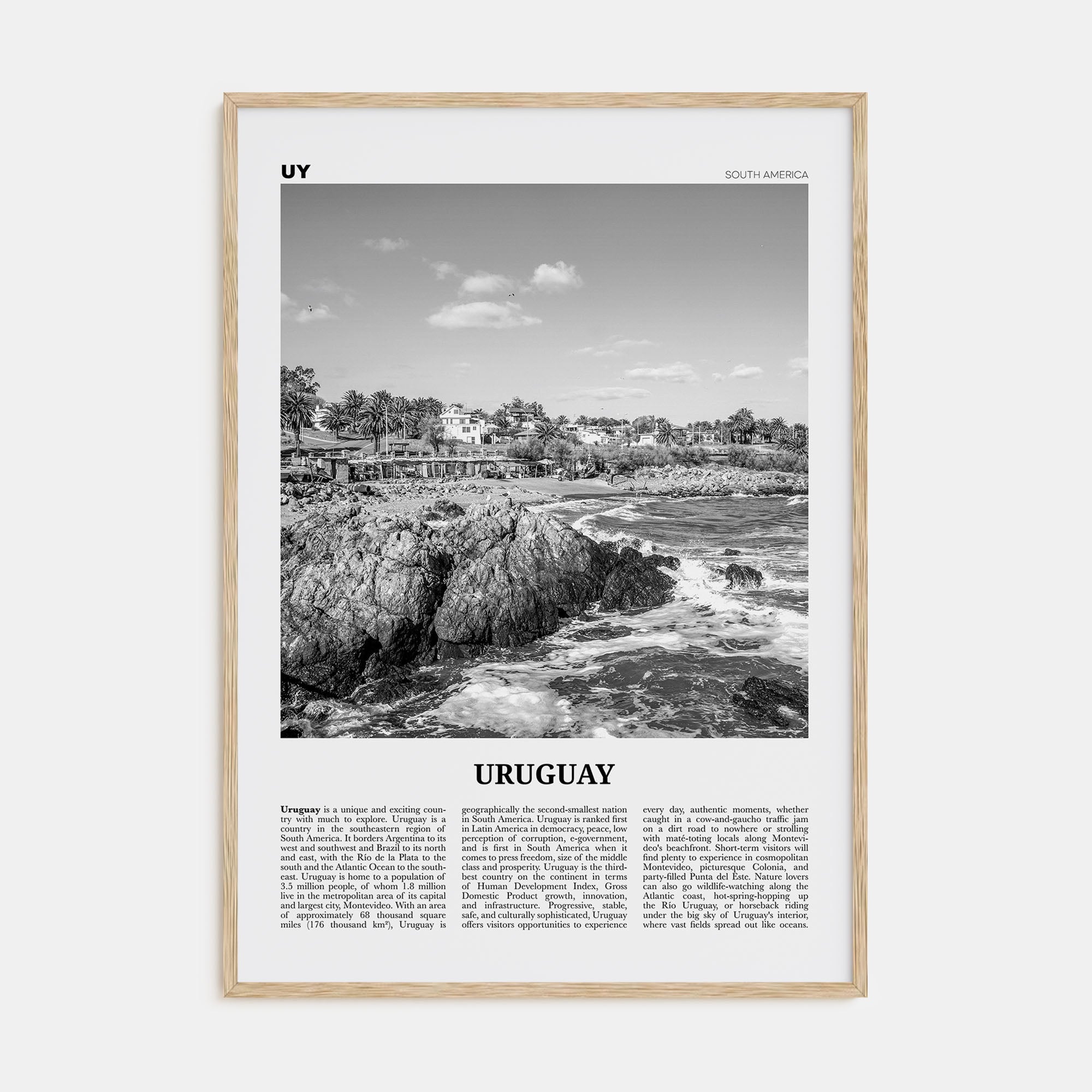 Uruguay Travel B&W Poster