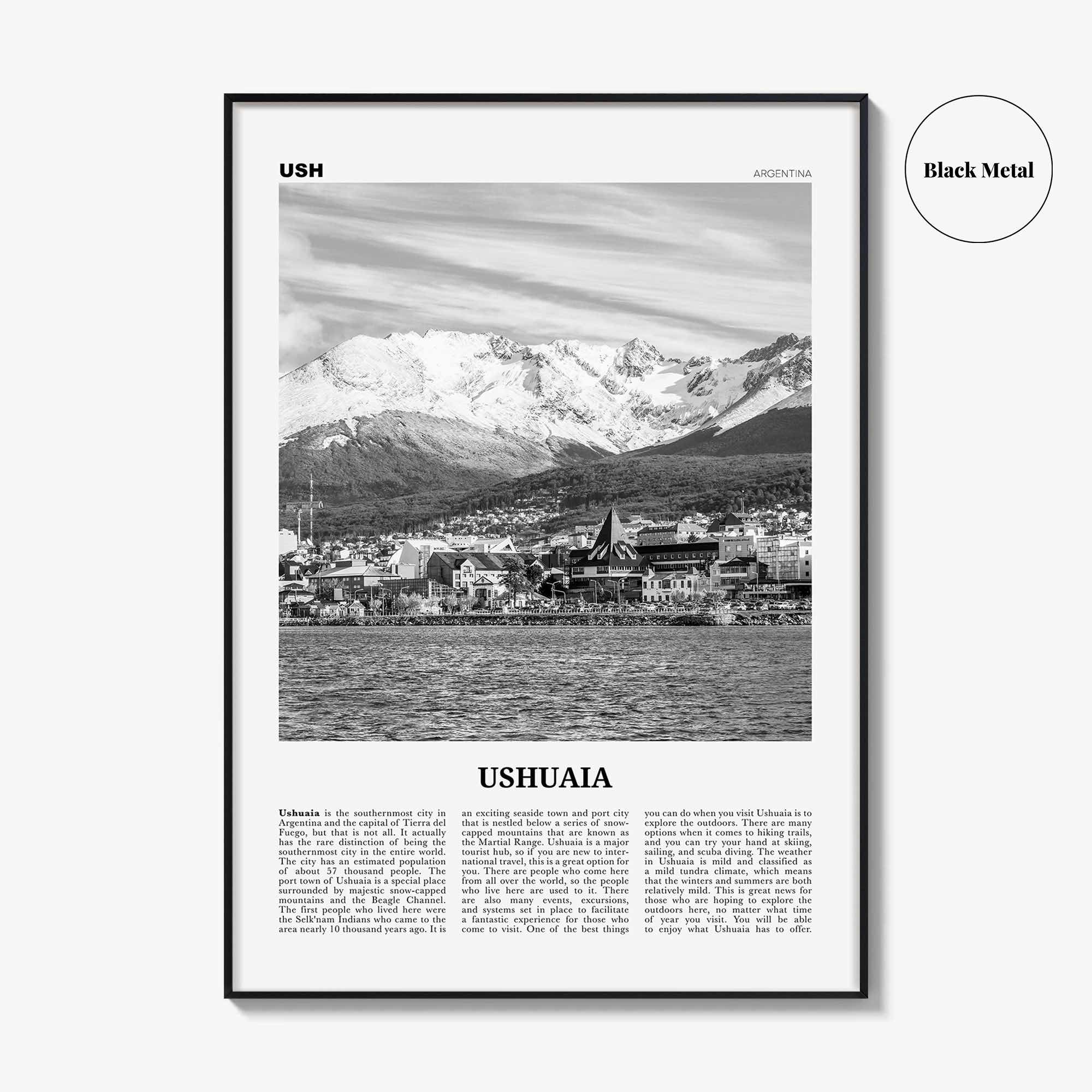 Ushuaia Print Black and White, Ushuaia Wall Art, Ushuaia Poster, Ushuaia Photo, Ushuaia Wall Décor, Argentina