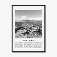 Utah County Print Black and White, Utah County Wall Art, Utah County Poster, Utah County Photo, Utah County Wall Décor, Utah Map, Utah, USA