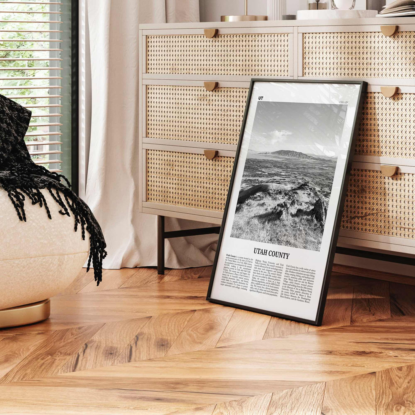 Utah County Print Black and White, Utah County Wall Art, Utah County Poster, Utah County Photo, Utah County Wall Décor, Utah Map, Utah, USA