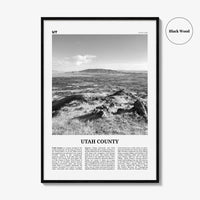 Utah County Print Black and White, Utah County Wall Art, Utah County Poster, Utah County Photo, Utah County Wall Décor, Utah Map, Utah, USA