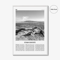 Utah County Print Black and White, Utah County Wall Art, Utah County Poster, Utah County Photo, Utah County Wall Décor, Utah Map, Utah, USA