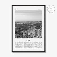 Utah Print Black and White No 2, Utah Wall Art, Utah Poster, Utah Photo, Utah Wall Decor, USA State Art Print, USA, United States