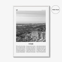 Utah Print Black and White No 2, Utah Wall Art, Utah Poster, Utah Photo, Utah Wall Decor, USA State Art Print, USA, United States