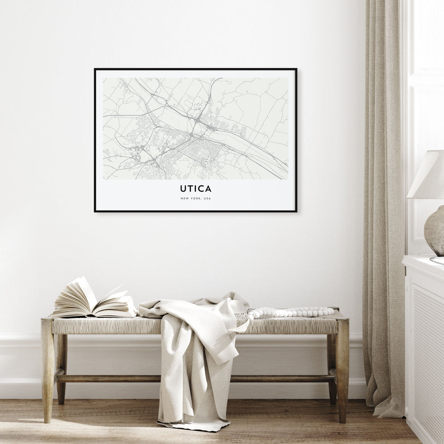 Utica Map Landscape Poster