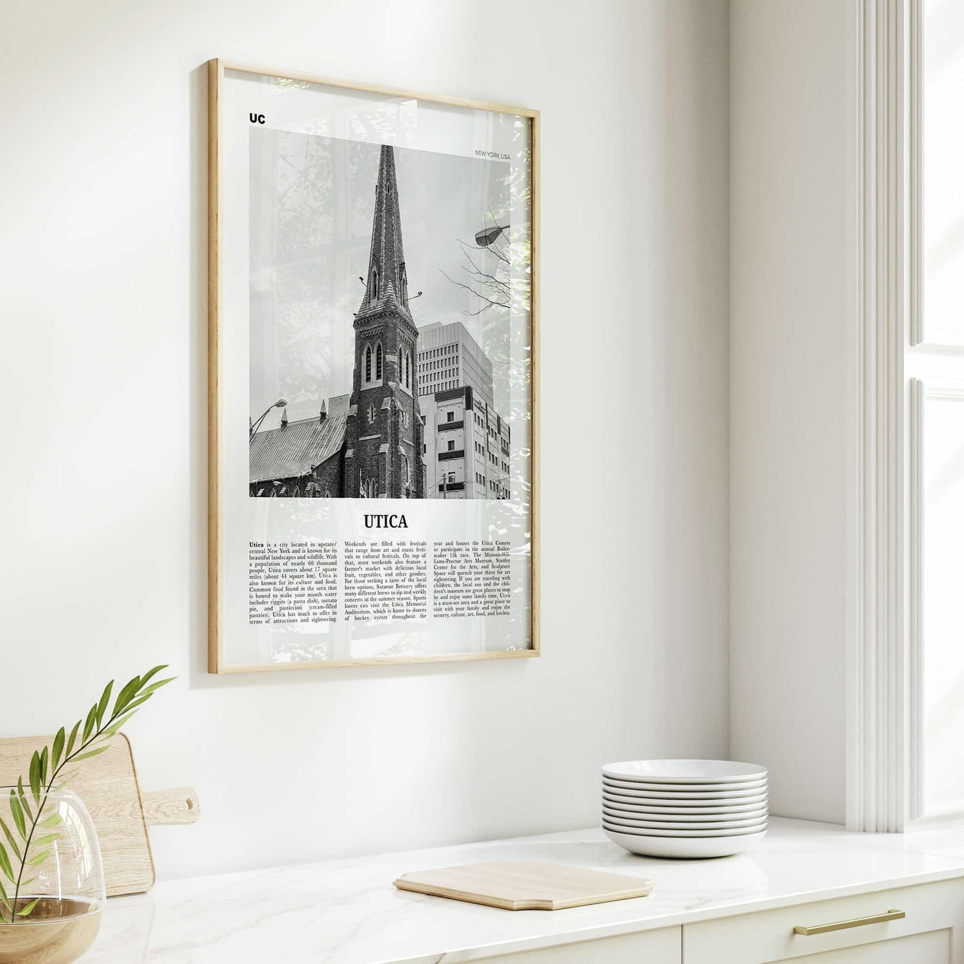 Utica Print Black and White, Utica Wall Art, Utica Poster, Utica Photo, Utica Wall Décor, New York, USA, United States