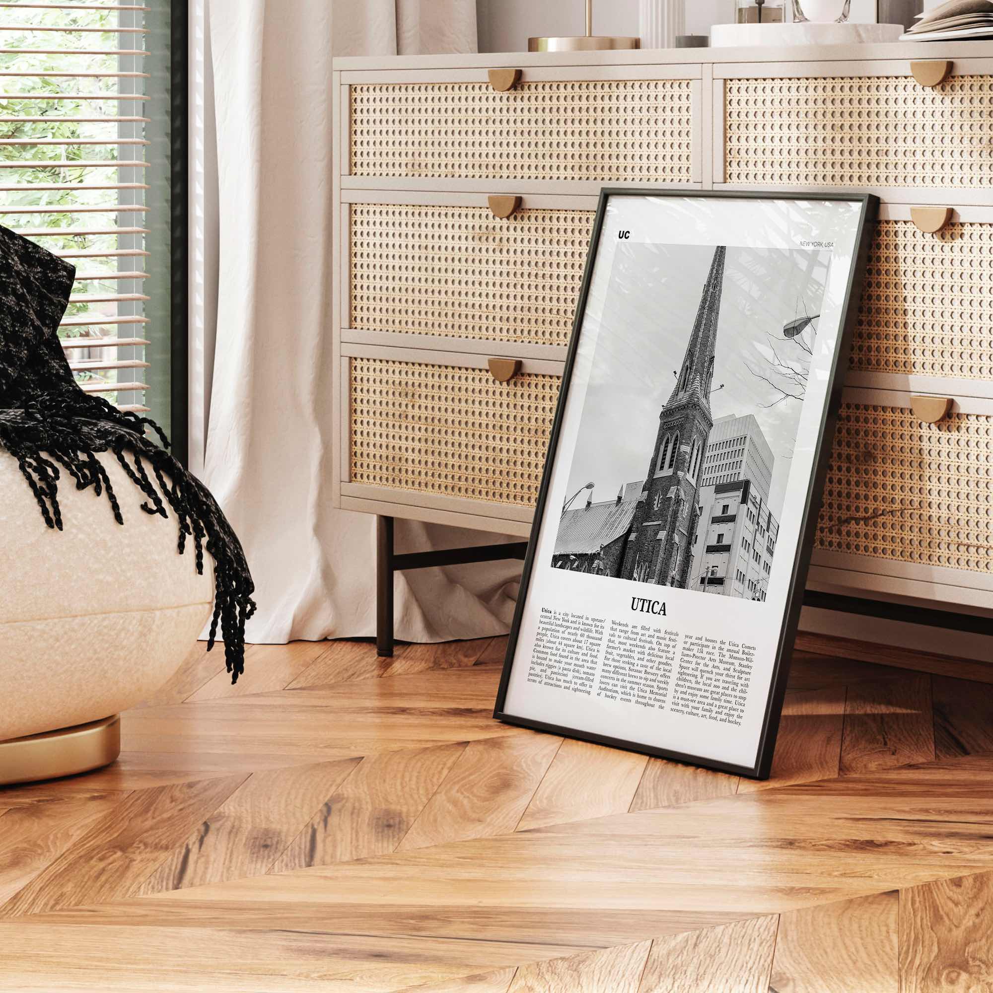 Utica Print Black and White, Utica Wall Art, Utica Poster, Utica Photo, Utica Wall Décor, New York, USA, United States