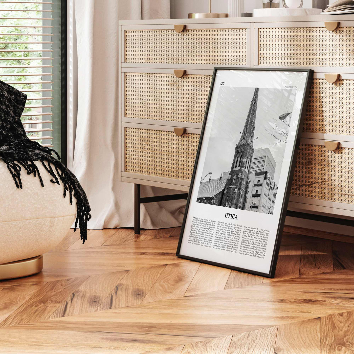 Utica Print Black and White, Utica Wall Art, Utica Poster, Utica Photo, Utica Wall Décor, New York, USA, United States