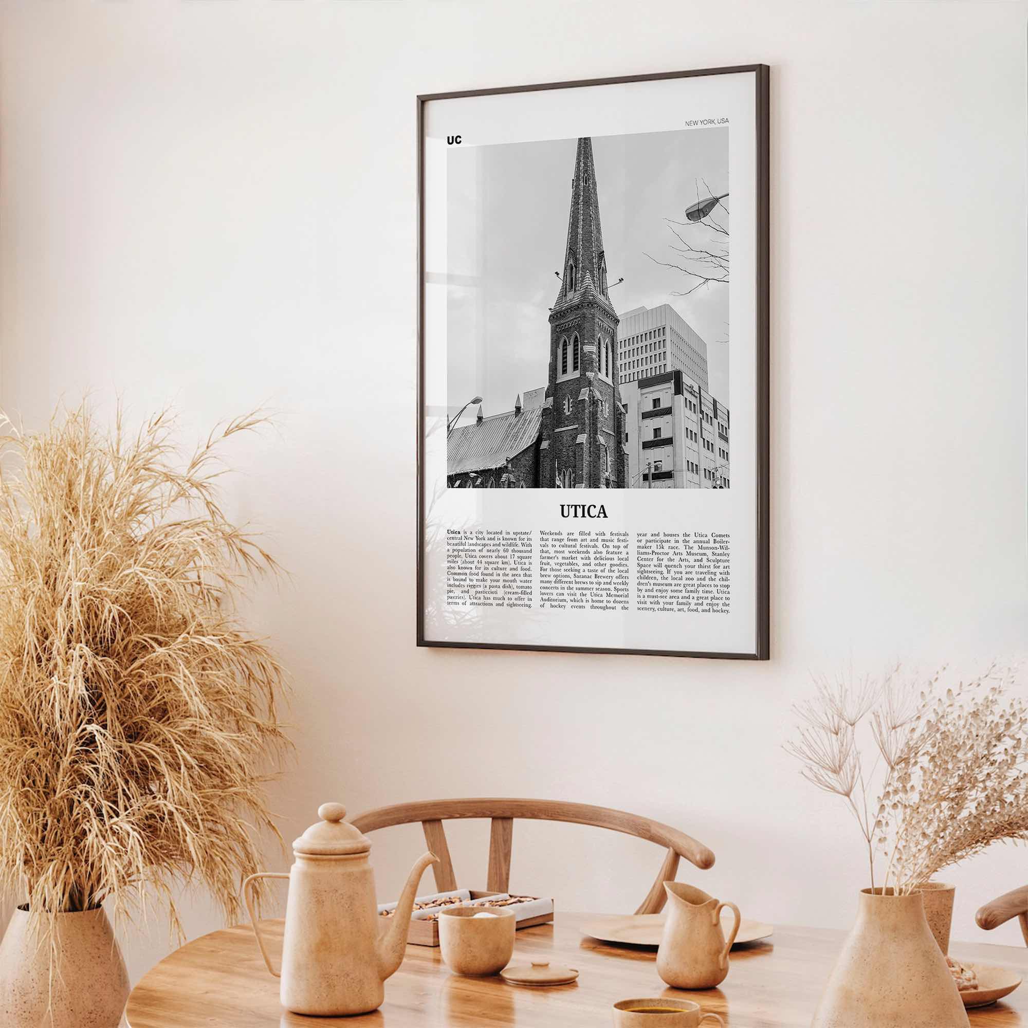 Utica Print Black and White, Utica Wall Art, Utica Poster, Utica Photo, Utica Wall Décor, New York, USA, United States