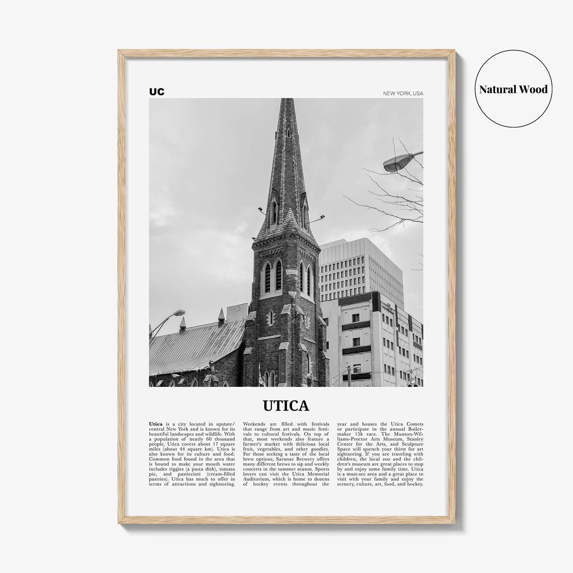 Utica Print Black and White, Utica Wall Art, Utica Poster, Utica Photo, Utica Wall Décor, New York, USA, United States