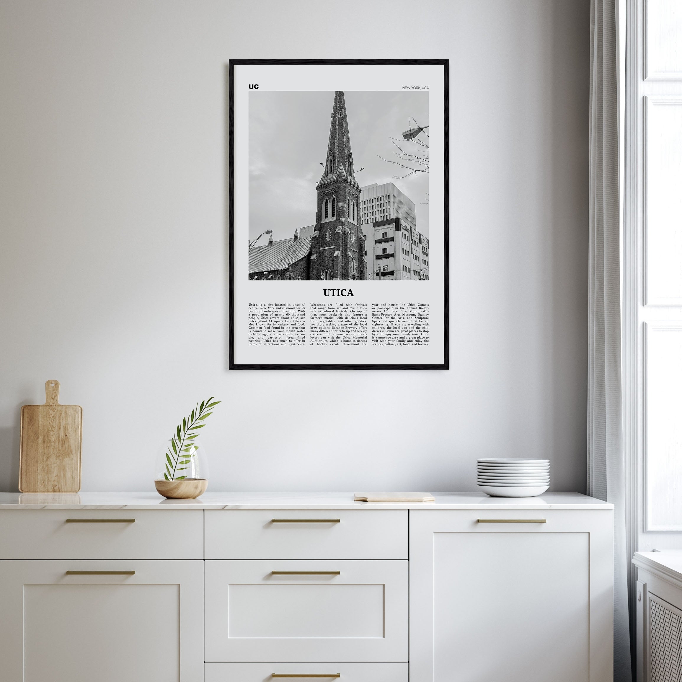 Utica Travel B&W Poster