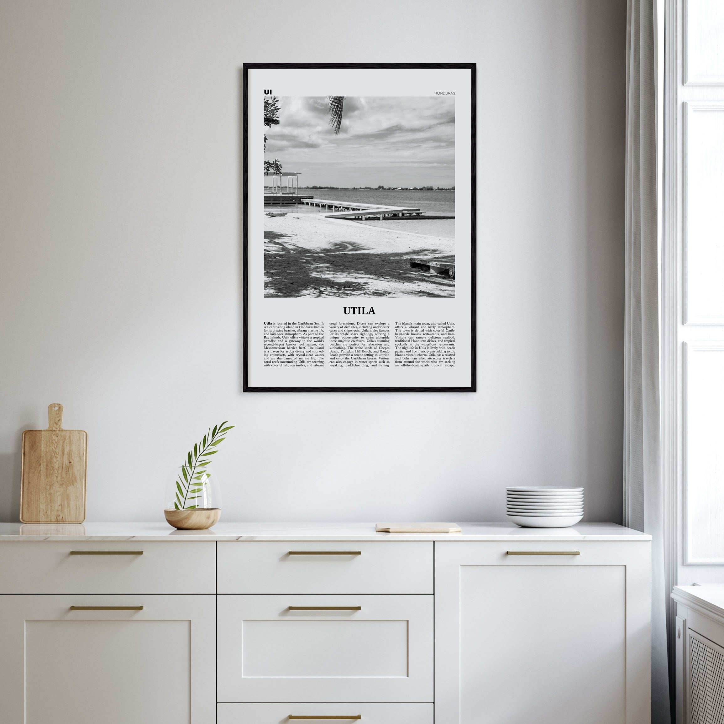 Utila Travel B&W Poster
