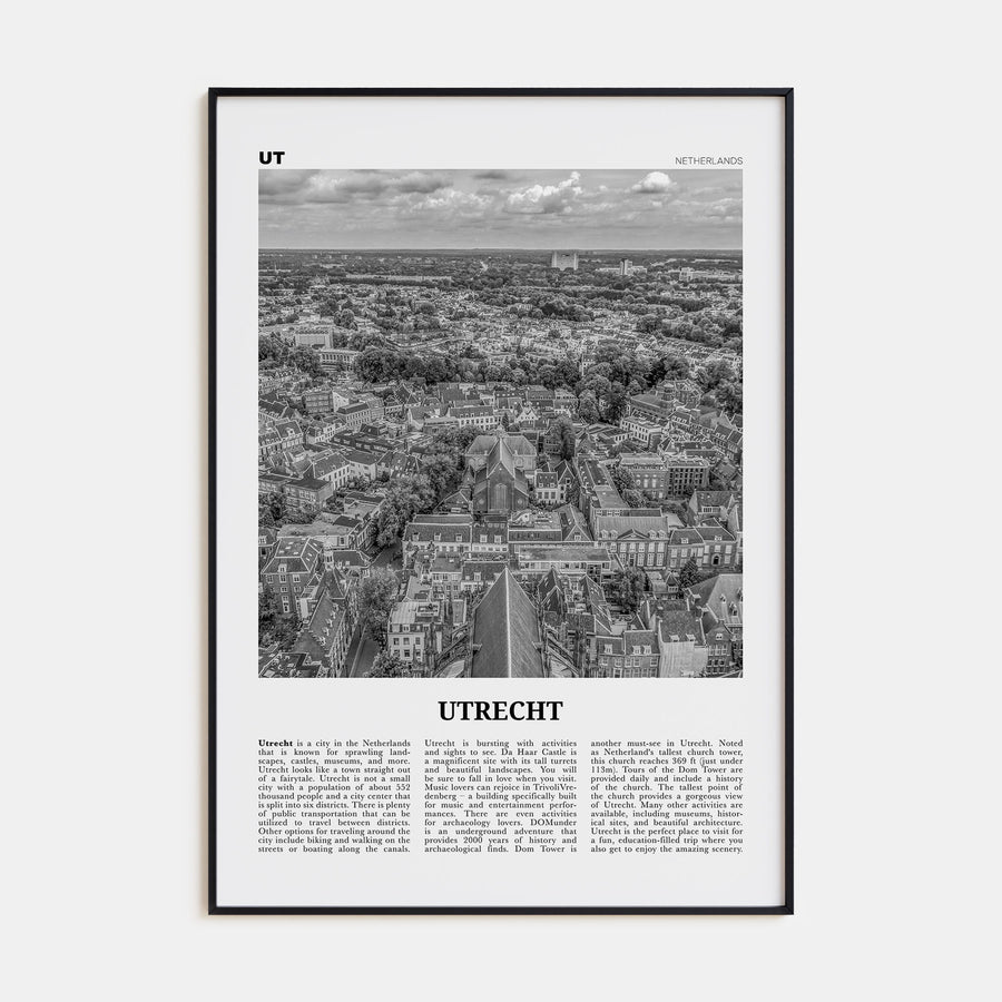 Utrecht Travel B&W Poster