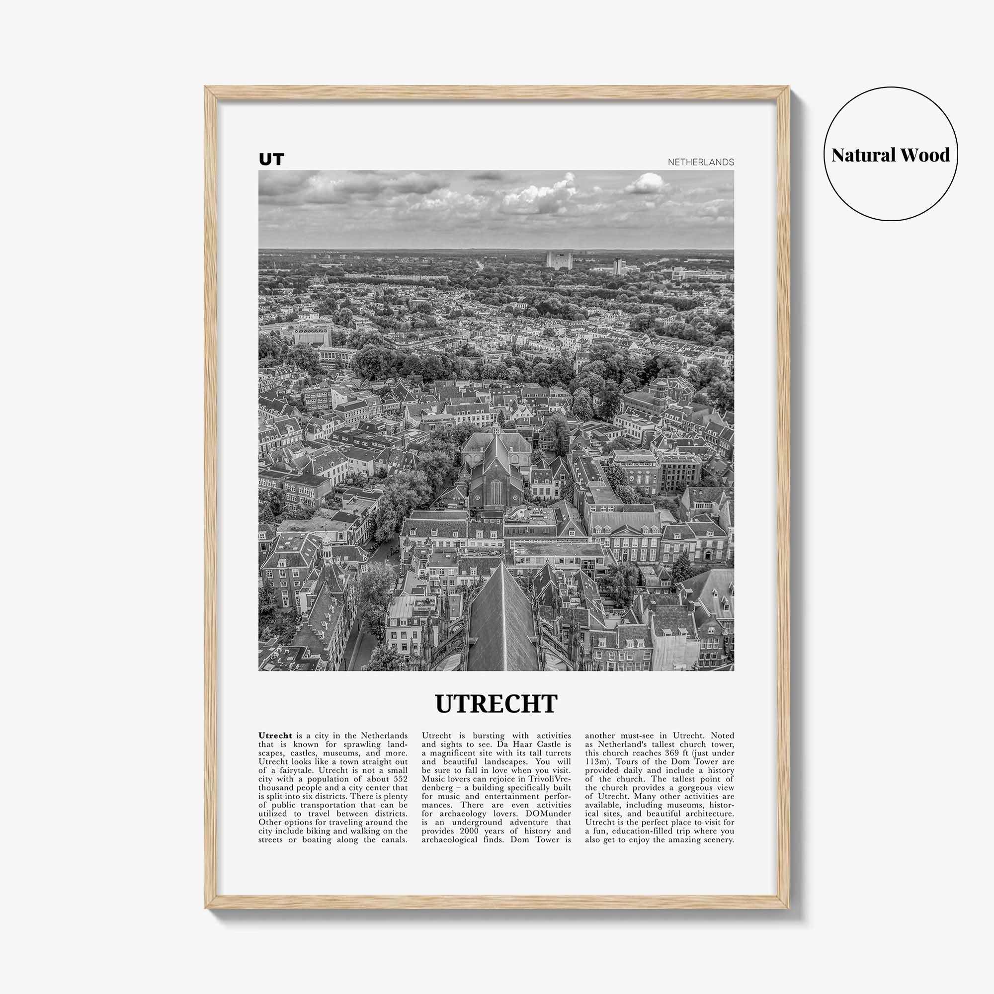 Utrecht Print Black and White, Utrecht Wall Art, Utrecht Poster, Utrecht Photo, Utrecht Wall Décor, Netherlands, Holland