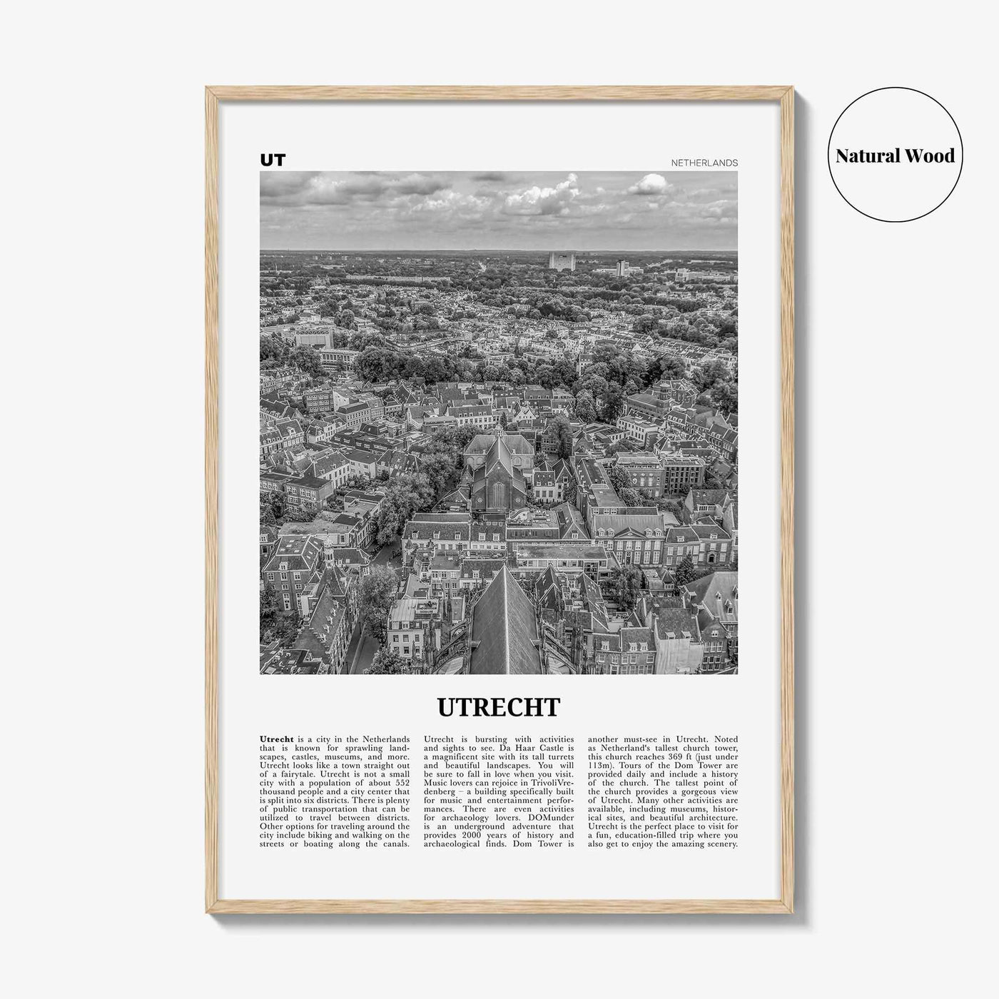 Utrecht Print Black and White, Utrecht Wall Art, Utrecht Poster, Utrecht Photo, Utrecht Wall Décor, Netherlands, Holland