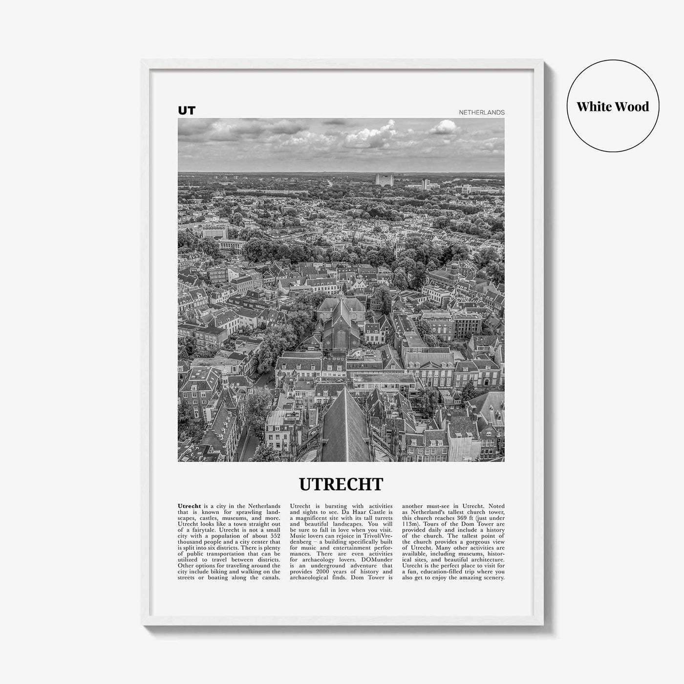 Utrecht Print Black and White, Utrecht Wall Art, Utrecht Poster, Utrecht Photo, Utrecht Wall Décor, Netherlands, Holland