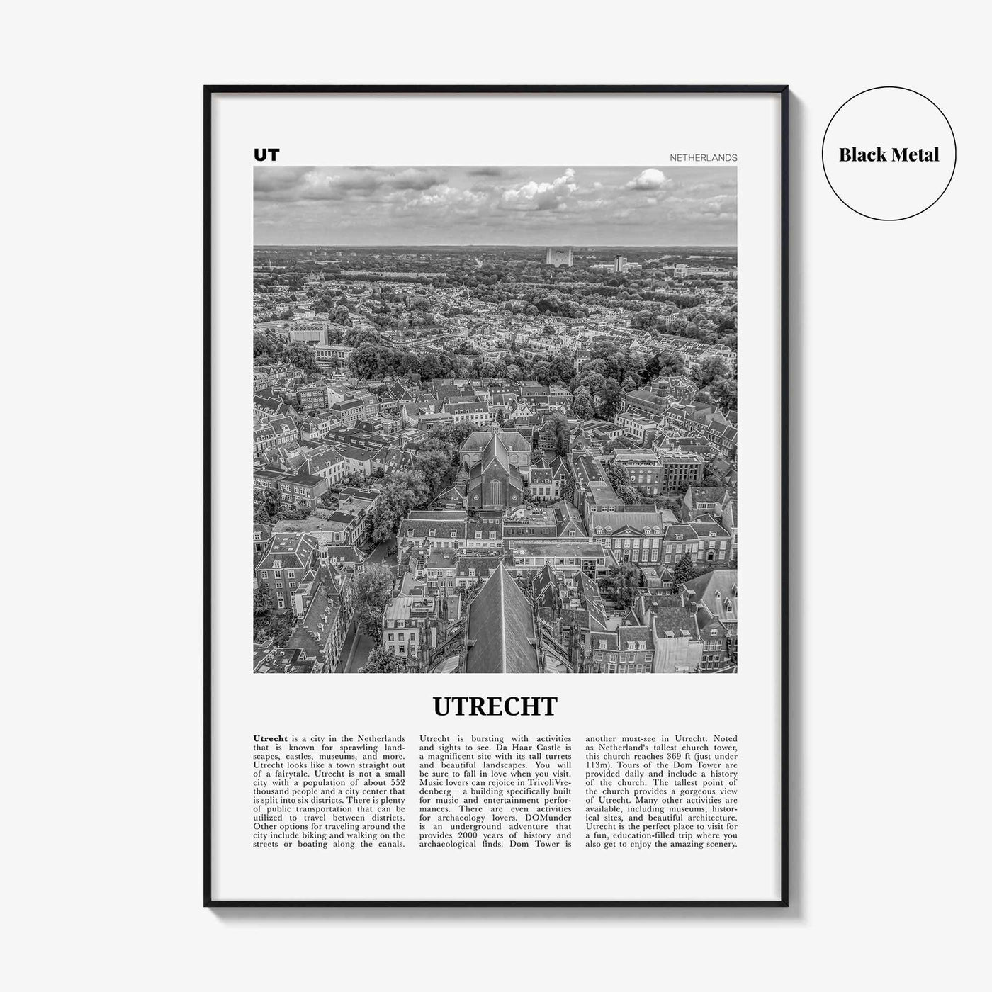 Utrecht Print Black and White, Utrecht Wall Art, Utrecht Poster, Utrecht Photo, Utrecht Wall Décor, Netherlands, Holland