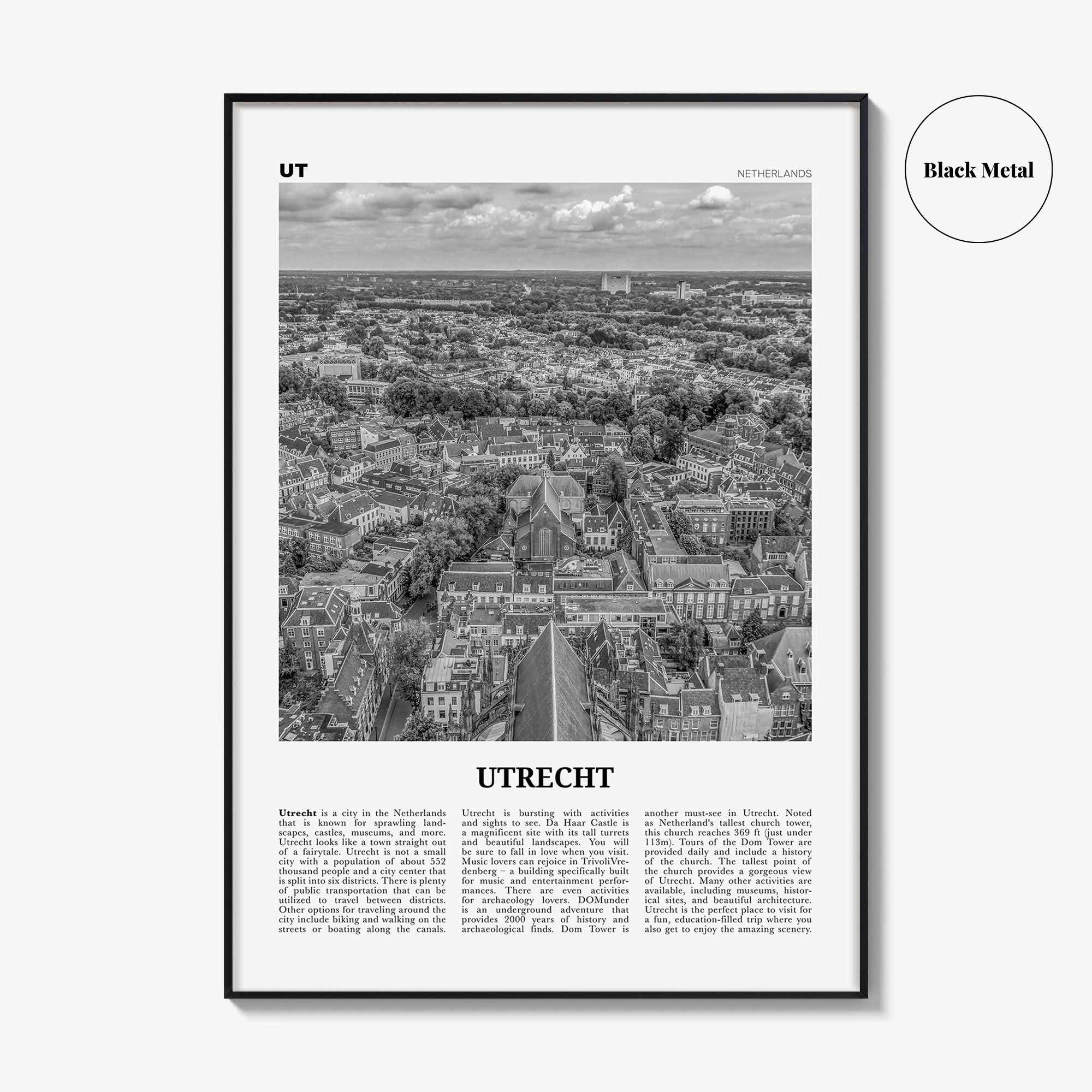 Utrecht Print Black and White, Utrecht Wall Art, Utrecht Poster, Utrecht Photo, Utrecht Wall Décor, Netherlands, Holland