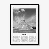 Uxmal Print Black and White, Uxmal Wall Art, Uxmal Poster, Uxmal Photo, Uxmal Wall Décor, Uxmal Map, Mexico