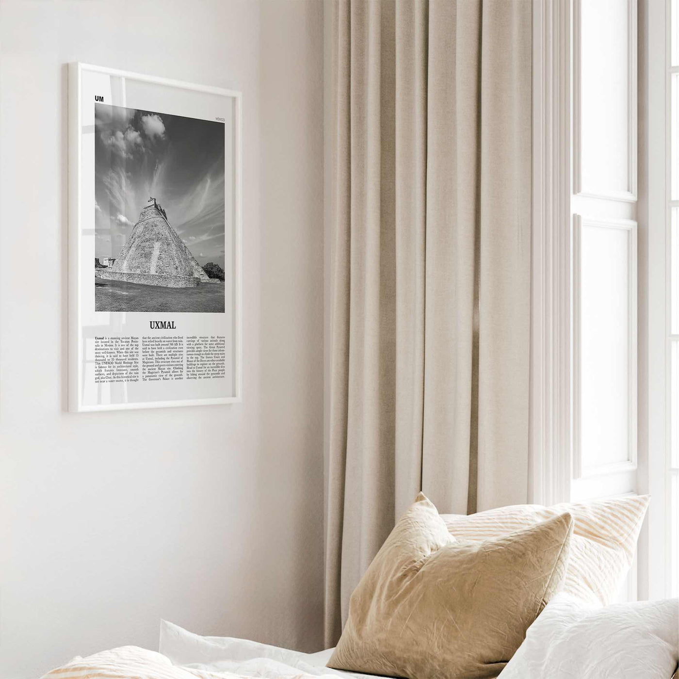 Uxmal Print Black and White, Uxmal Wall Art, Uxmal Poster, Uxmal Photo, Uxmal Wall Décor, Uxmal Map, Mexico