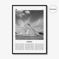 Uxmal Print Black and White, Uxmal Wall Art, Uxmal Poster, Uxmal Photo, Uxmal Wall Décor, Uxmal Map, Mexico