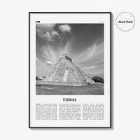 Uxmal Print Black and White, Uxmal Wall Art, Uxmal Poster, Uxmal Photo, Uxmal Wall Décor, Uxmal Map, Mexico