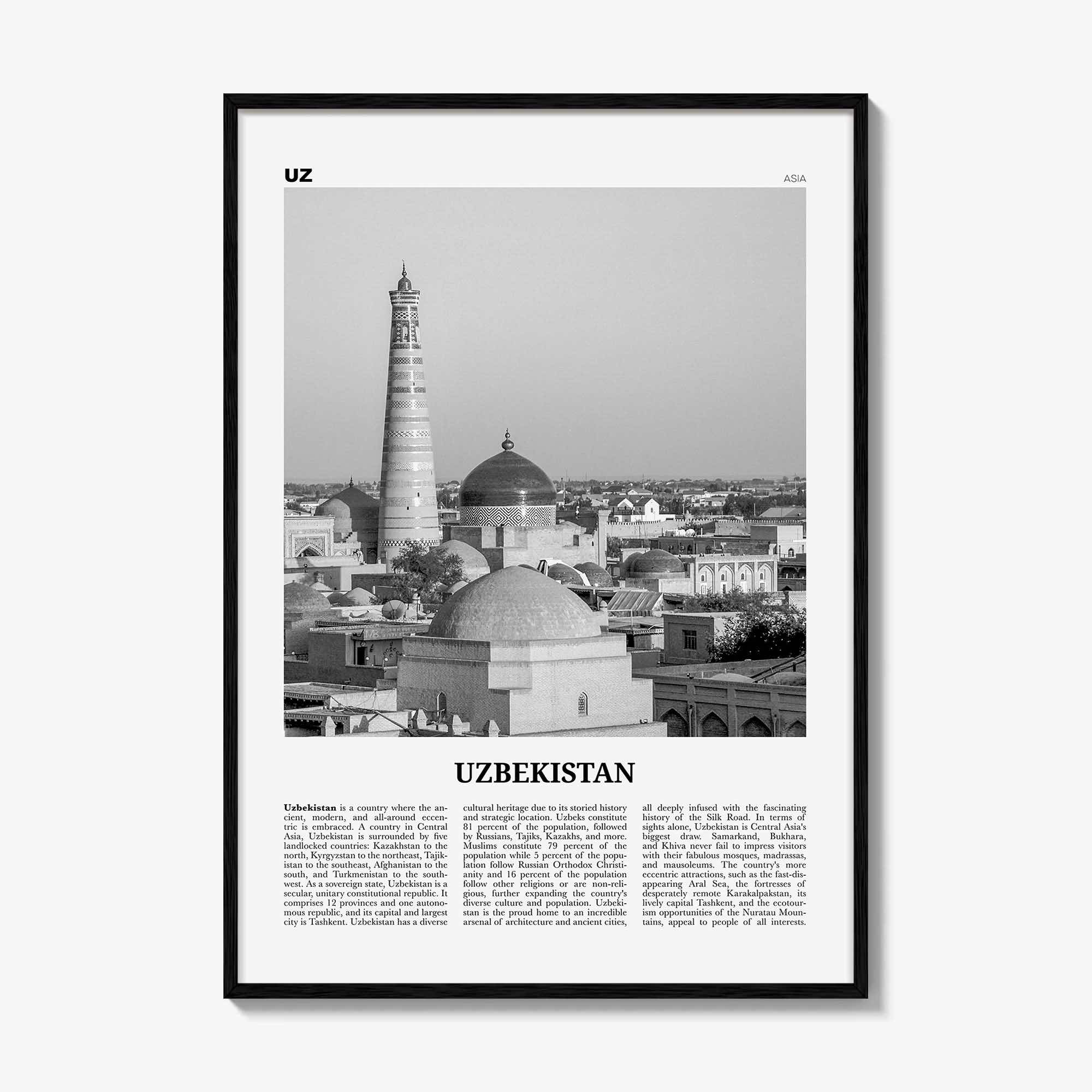 Uzbekistan Print Black and White, Uzbekistan Wall Art, Uzbekistan Poster, Uzbekistan Photo, Ўзбекистон, Oʻzbekiston, Tashkent, Uzbek, Asia