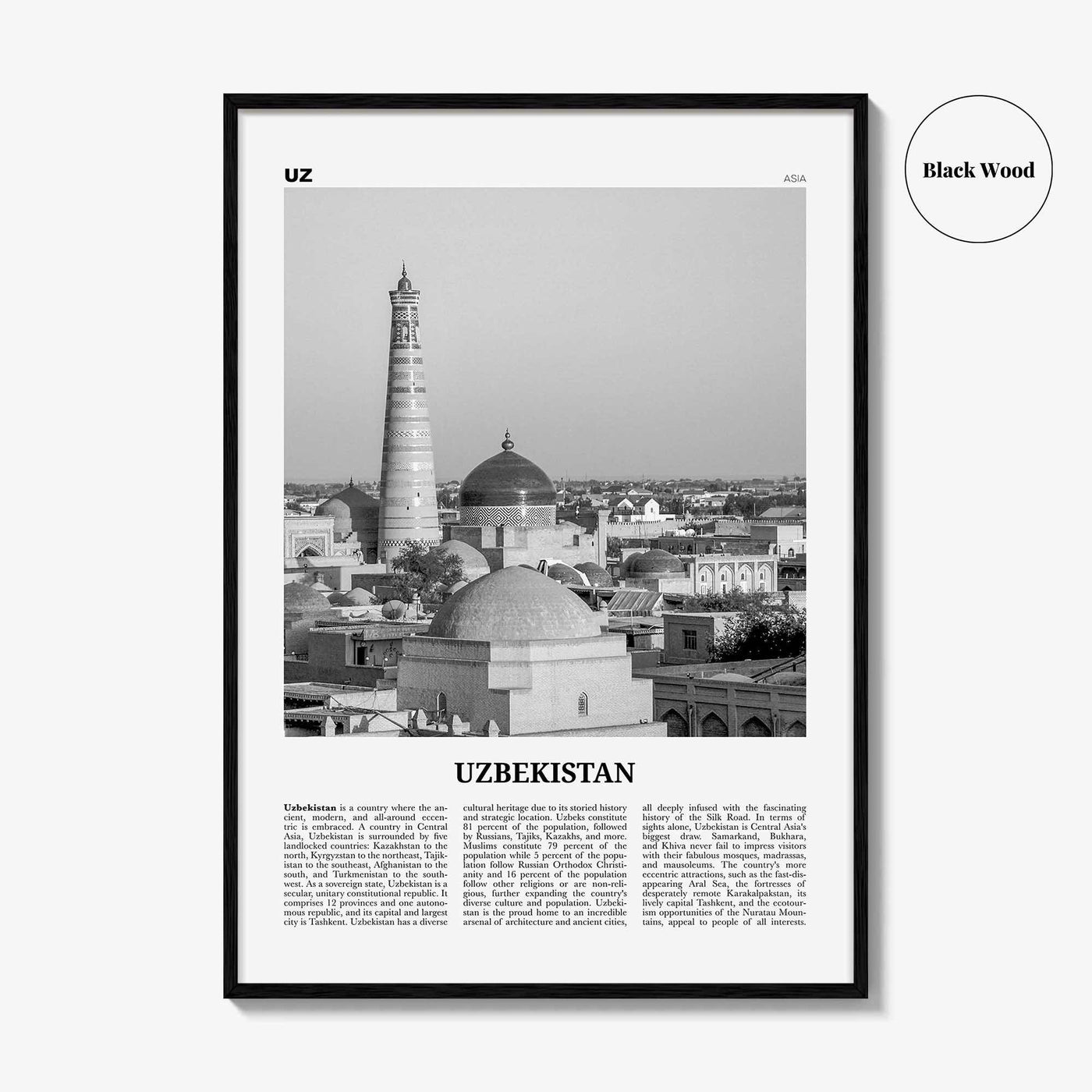 Uzbekistan Print Black and White, Uzbekistan Wall Art, Uzbekistan Poster, Uzbekistan Photo, Ўзбекистон, Oʻzbekiston, Tashkent, Uzbek, Asia