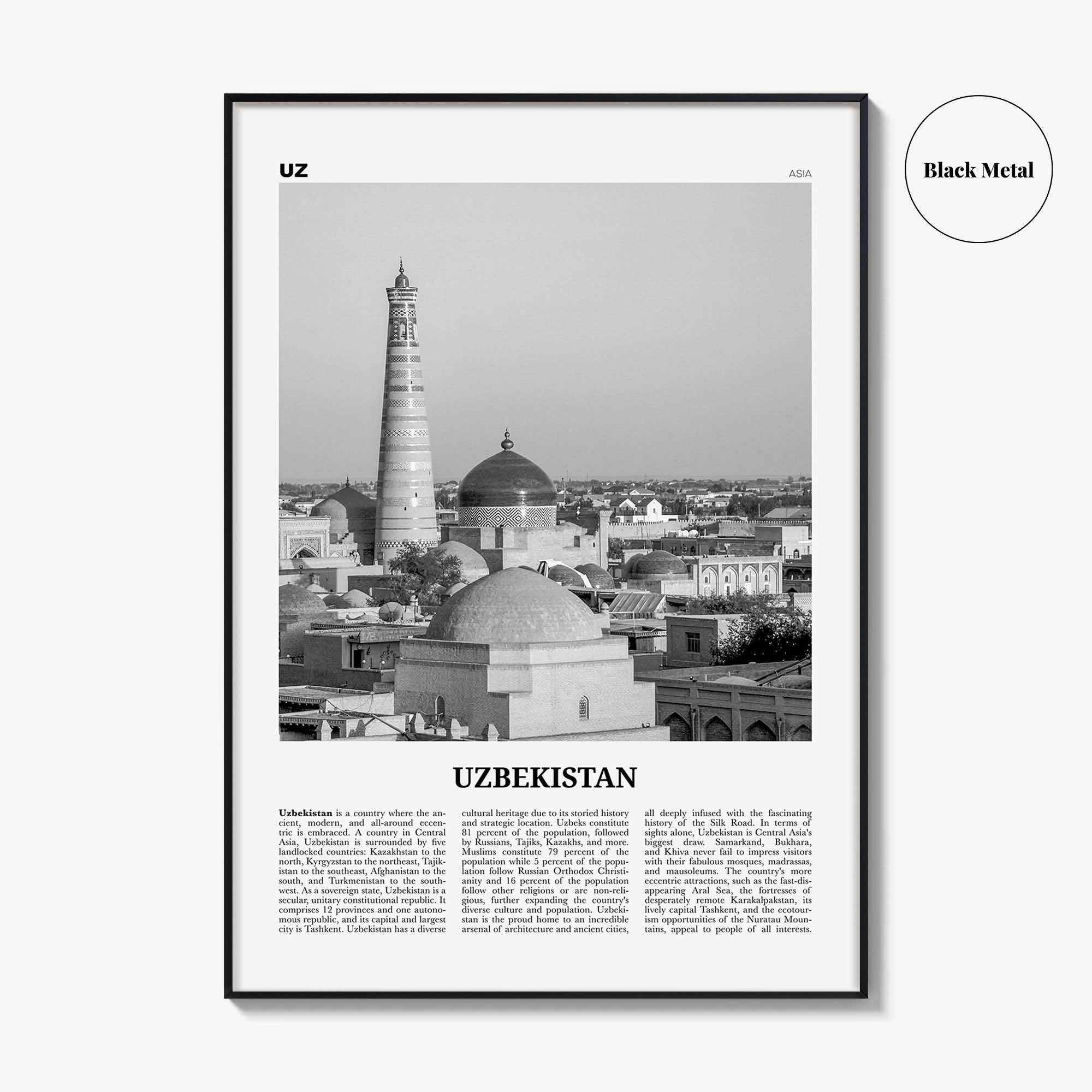 Uzbekistan Print Black and White, Uzbekistan Wall Art, Uzbekistan Poster, Uzbekistan Photo, Ўзбекистон, Oʻzbekiston, Tashkent, Uzbek, Asia
