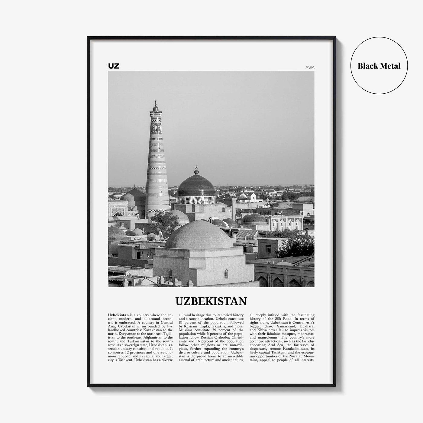 Uzbekistan Print Black and White, Uzbekistan Wall Art, Uzbekistan Poster, Uzbekistan Photo, Ўзбекистон, Oʻzbekiston, Tashkent, Uzbek, Asia