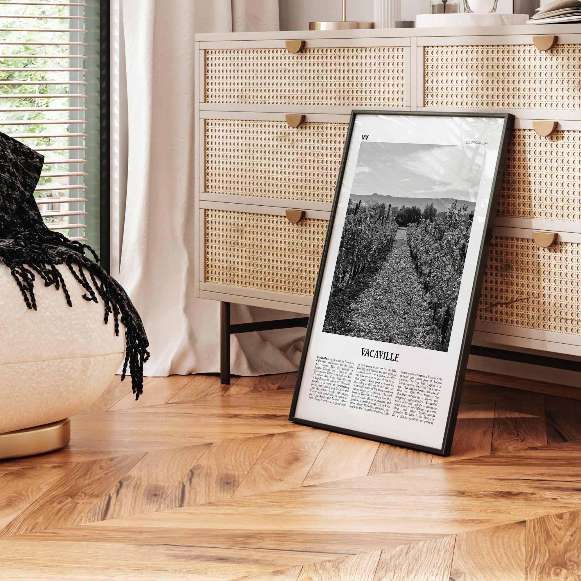 Vacaville Print Black and White, Vacaville Wall Art, Vacaville Poster, Vacaville Photo, Vacaville Wall Décor, Vacaville Map, California, USA