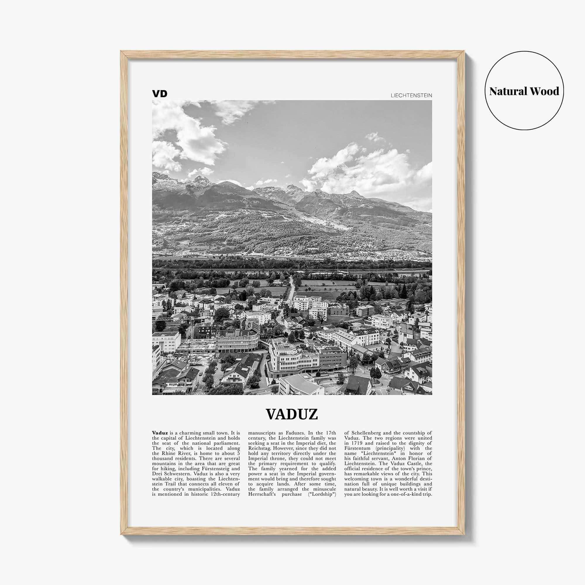 Vaduz Print Black and White, Vaduz Wall Art, Vaduz Poster, Vaduz Photo, Vaduz Wall Décor, Liechtenstein, Oberland, Ebenholz, Mühleholz