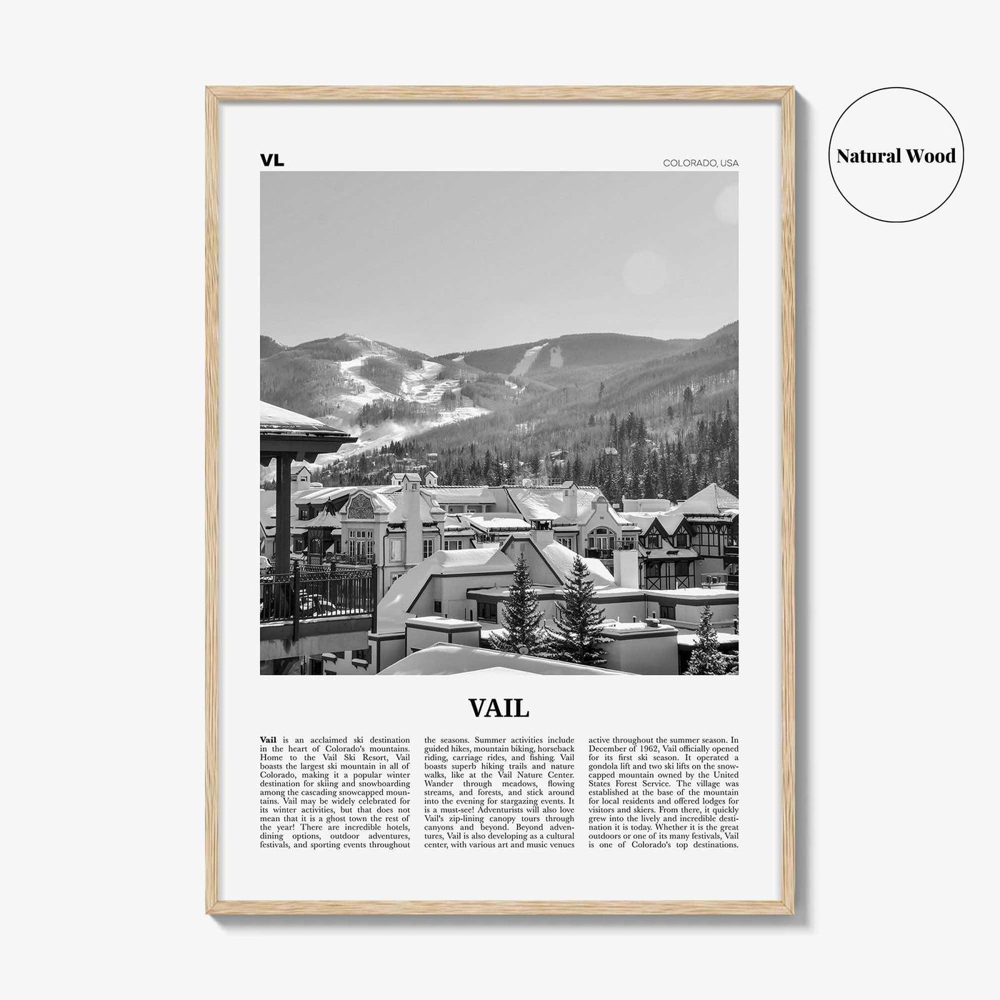 Vail Print Black and White, Vail Wall Art, Vail Poster, Vail Photo, Vail Wall Décor, Colorado, USA, United States, North America