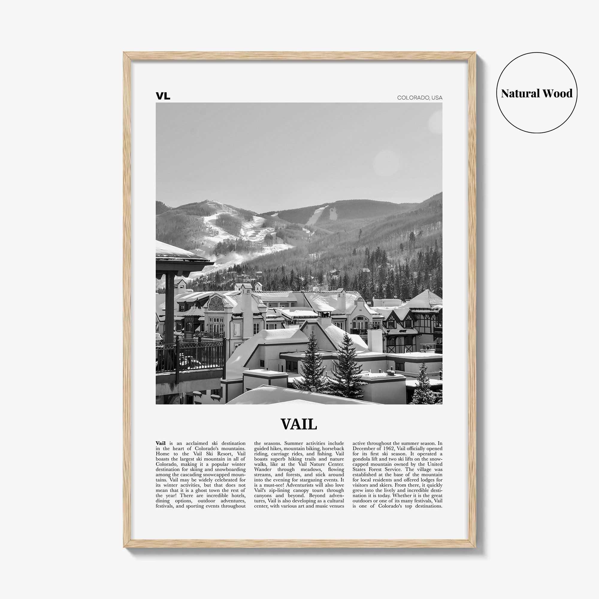 Vail Print Black and White, Vail Wall Art, Vail Poster, Vail Photo, Vail Wall Décor, Colorado, USA, United States, North America