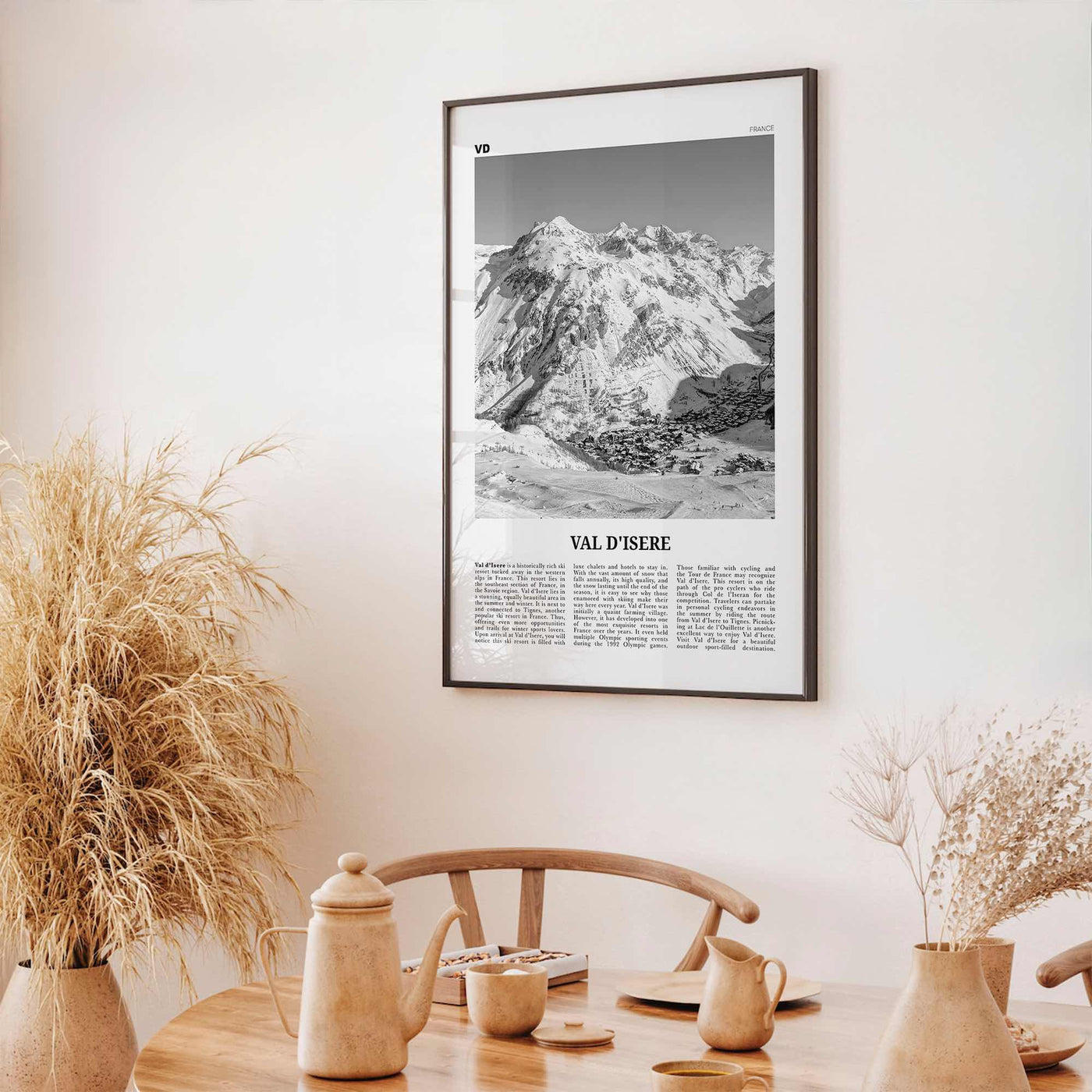 Val d'Isere Print Black and White, Val d'Isere Wall Art, Val d'Isere Poster, Val d'Isere Photo, Val d'Isere Décor, Val d'Isere Map, France
