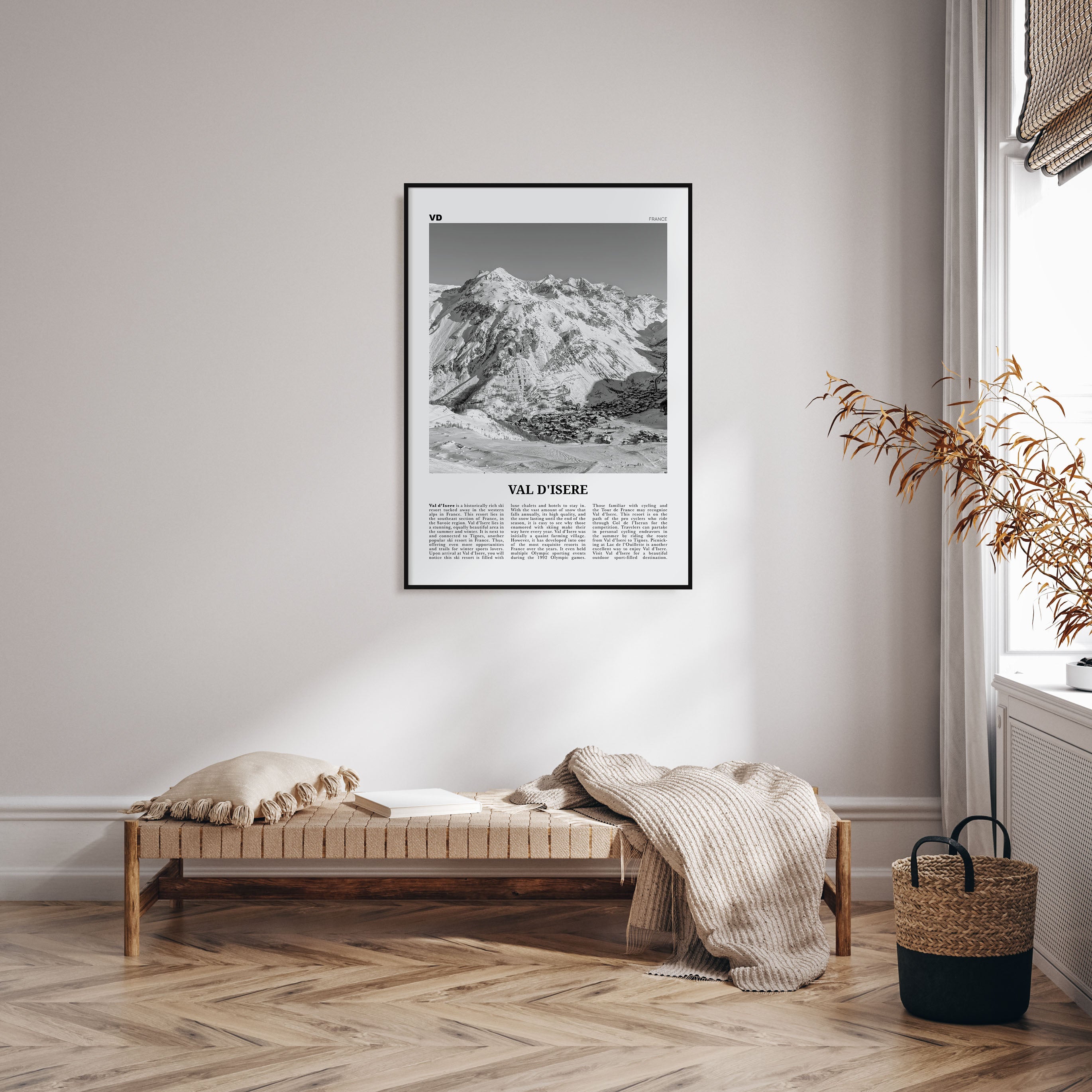Val d'Isère Travel B&W Poster