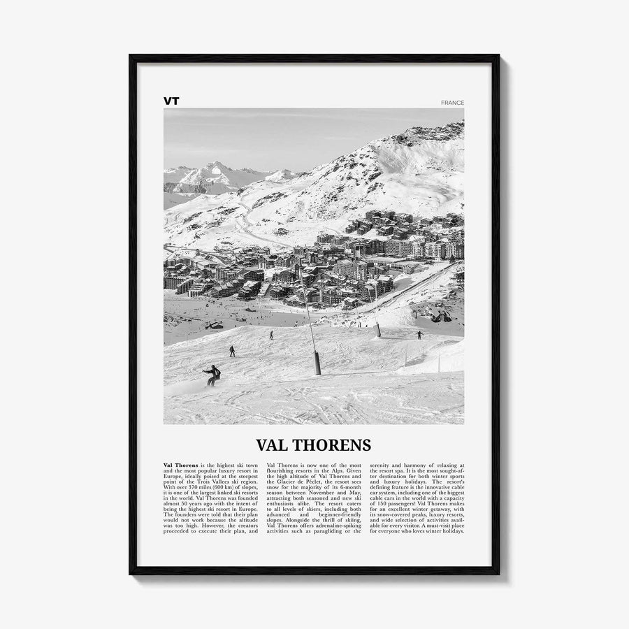 Val Thorens Print Black and White, Val Thorens Wall Art, Val Thorens Poster, Val Thorens Photo, Val Thorens Wall Décor, Savoie, France