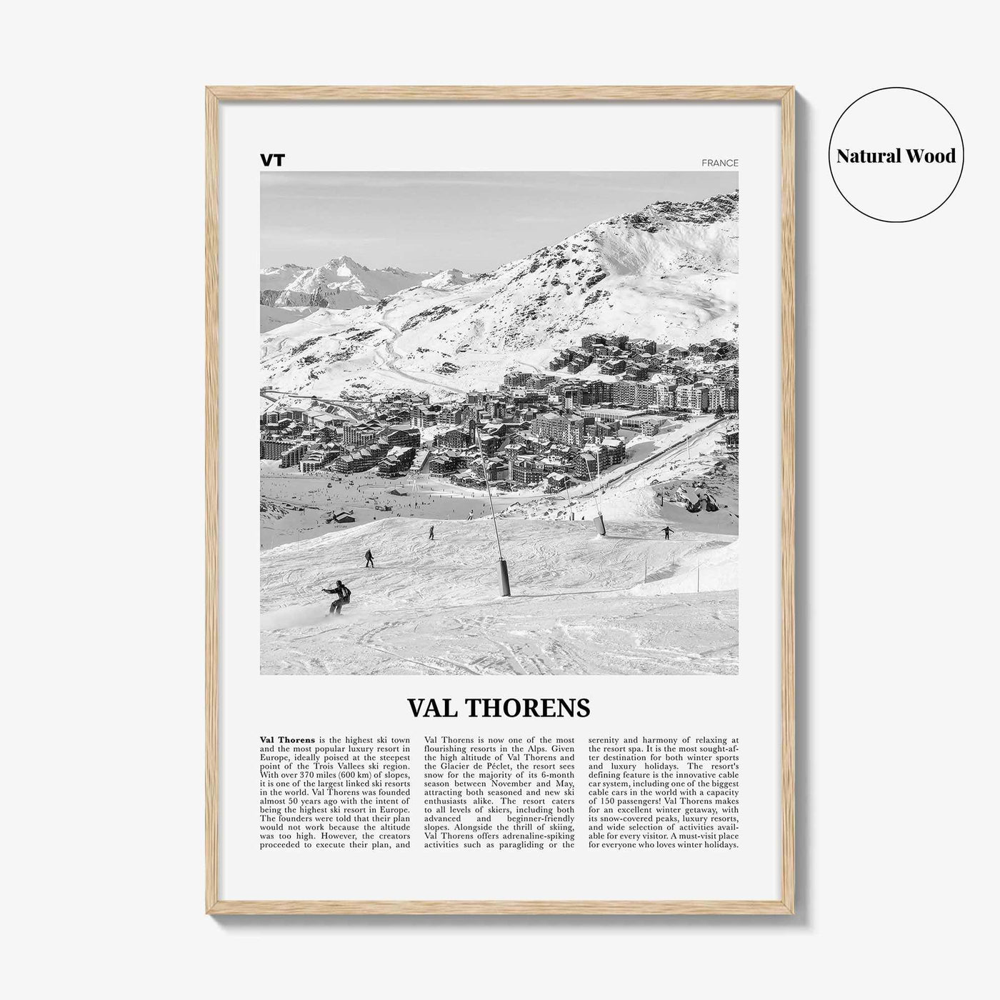 Val Thorens Print Black and White, Val Thorens Wall Art, Val Thorens Poster, Val Thorens Photo, Val Thorens Wall Décor, Savoie, France